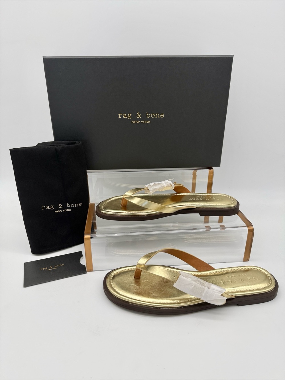 rag & bone Gia Flip Flop Thong Sandal Gold Size 8/EU 38